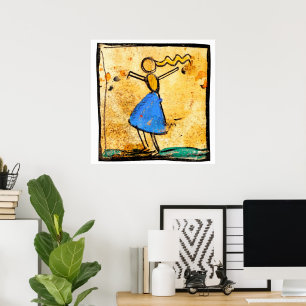 Poster Dançarina com saia azul pintura de Egon Schiele