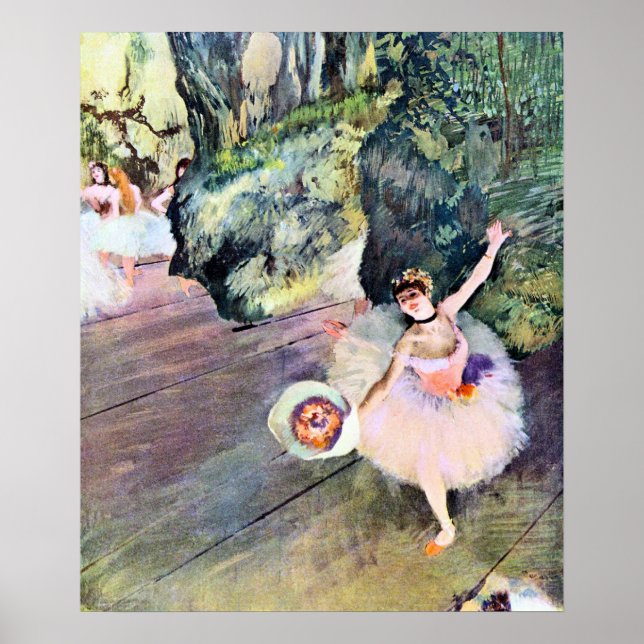Póster Dançarina com um Buquê de Flores por Edgar Degas (Frente)