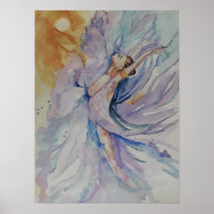 Poster Dançarina de bailarina e raios de sol