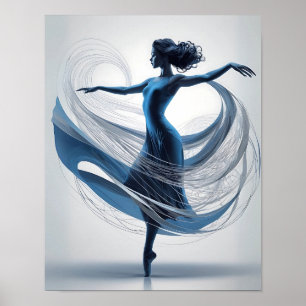 Poster Dançarina de Balé Azul Grace em Movimento