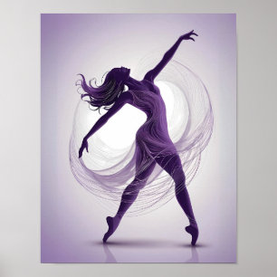 Poster Dançarina de Balé Roxo Eetal em Movimento