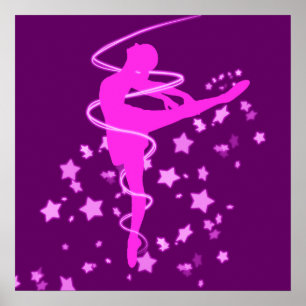 Póster Dançarina de Ballerina com efeito de brilho