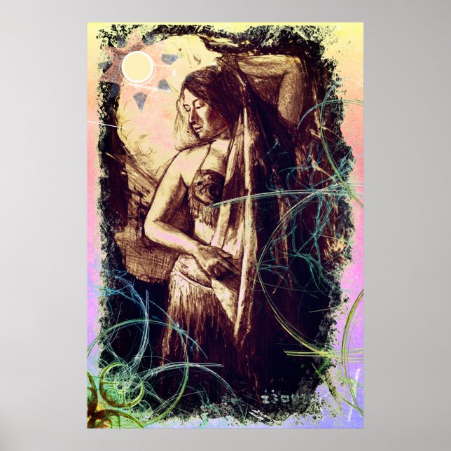 Poster Dançarina de Belly feminina com estrela (Frente)