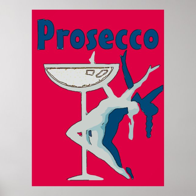 Póster Dançarina de Prosecco em Vermelho (Frente)