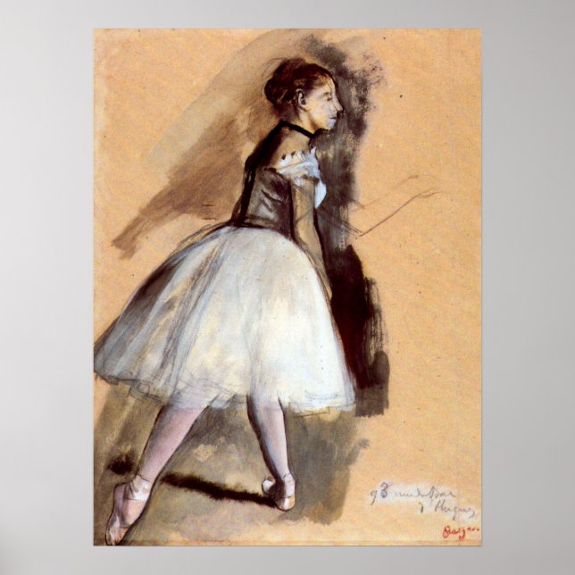 Poster Dançarina em Pé de Edgar Degas, Arte de Balé Antig (Frente)