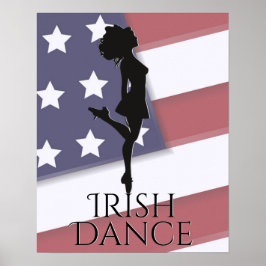 Poster Dançarina Irlandesa e Duro de Bandeira Americana
