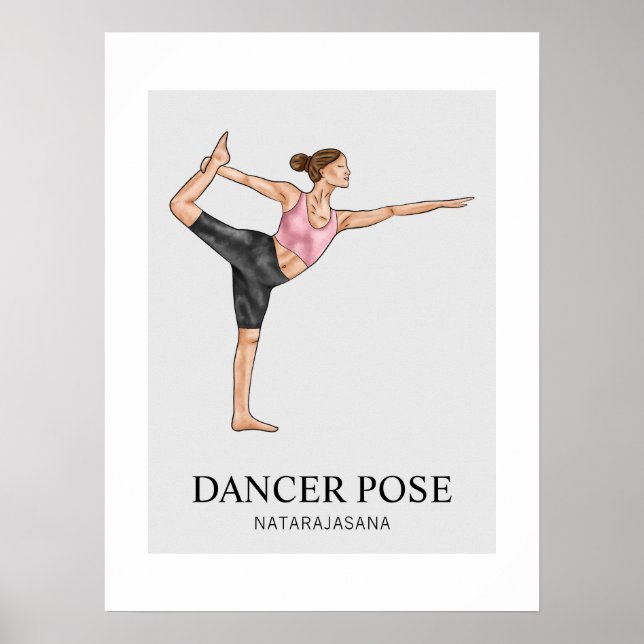 Poster Dançarina Pose Yoga Stretch Exercendo Trabalho Mul (Frente)