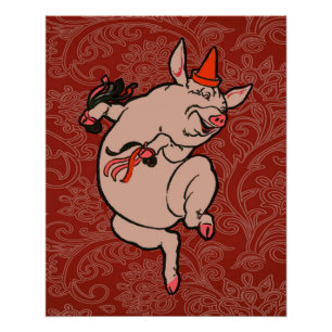 Póster Dançarino Antítico de Porco