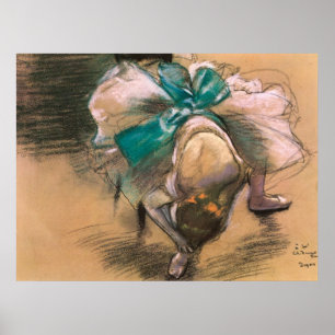 Poster Dançarino de Edgar Degas que amarra suas fitas do