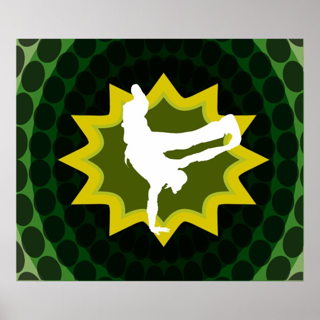 Póster Dançarino De Quebra Com Fundo Retroativo De Groovy (Frente)