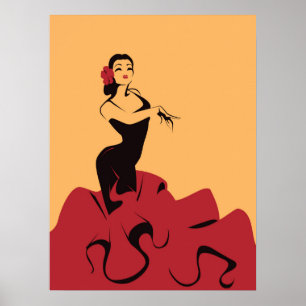 Póster dançarino do flamenco em uma pose espectacular