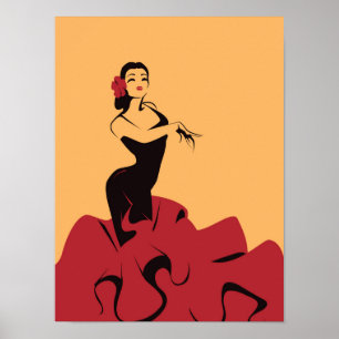 Póster dançarino do flamenco em uma pose espectacular