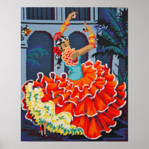 Póster Dançarino do Flamenco no poster/impressão da cor