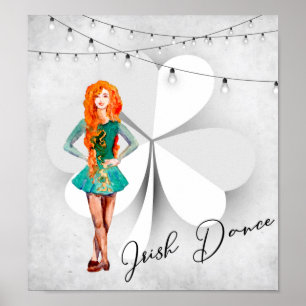 Poster Dançarino Irlandês com Dança de Luz de Véu e Corda