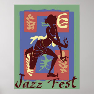 Poster Dançarino no festival de jazz, estilo de Matisse
