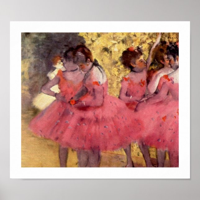 Póster Dançarinos balés de rosa por Edgar Degas (Frente)