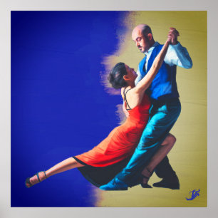 Poster Dançarinos de tango - pintura à mão