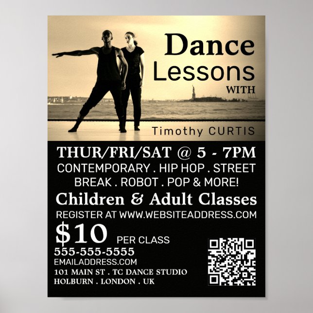 Poster Dançarinos no Palco, Dance Lesson Advertising (Frente)