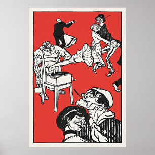 Poster Dançarinos por Moriz Jung - Vintage Bohemian