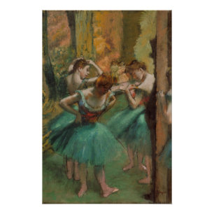 Póster Dançarinos, rosa e verde Edgar Degas
