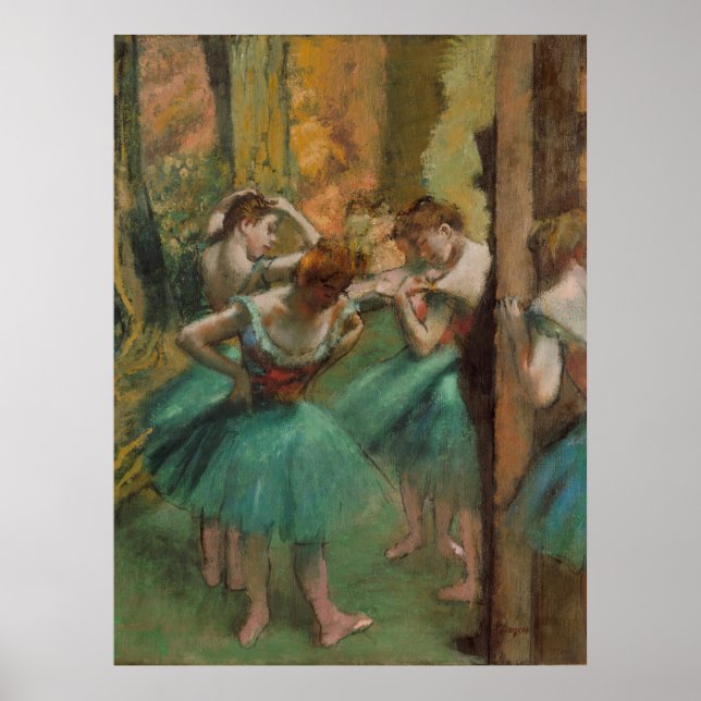 Poster Dançarinos, rosa e verde Edgar Degas (Frente)