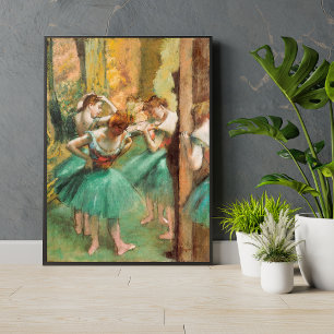 Poster Dançarinos, rosa e verde Edgar Degas Vintage