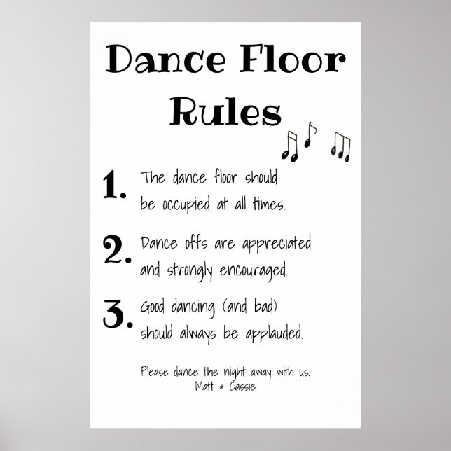 Poster Dance Floor Rules Weding Decor Sign (Frente)