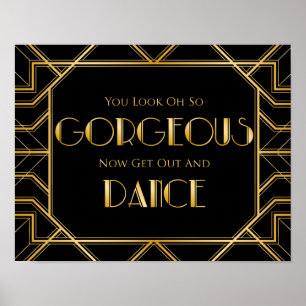 Póster Dance Floor Weding Sign   Gatsby Art Deco