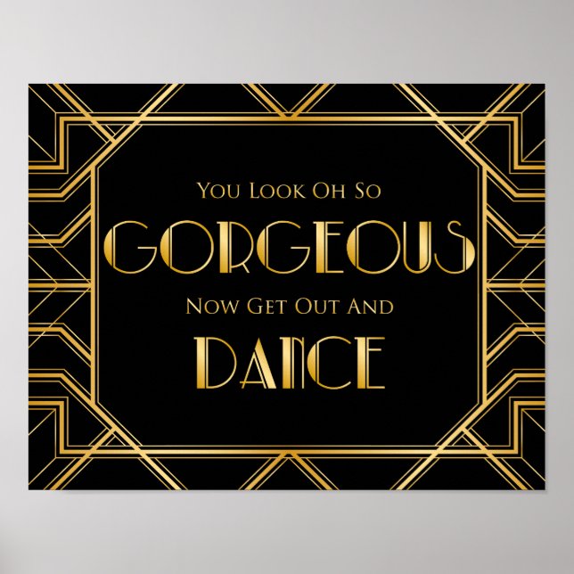 Póster Dance Floor Weding Sign | Gatsby Art Deco (Frente)