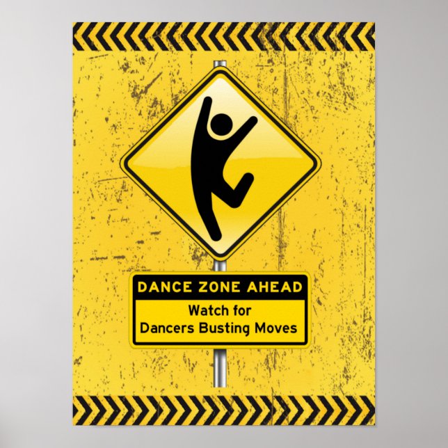 Poster Dance Zone Ahead para Dançarinos Comprando Movimen (Frente)