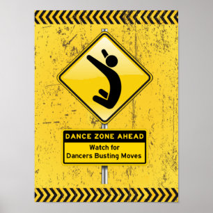 Póster Dance Zone Ahead para Dançarinos Comprando Movimen
