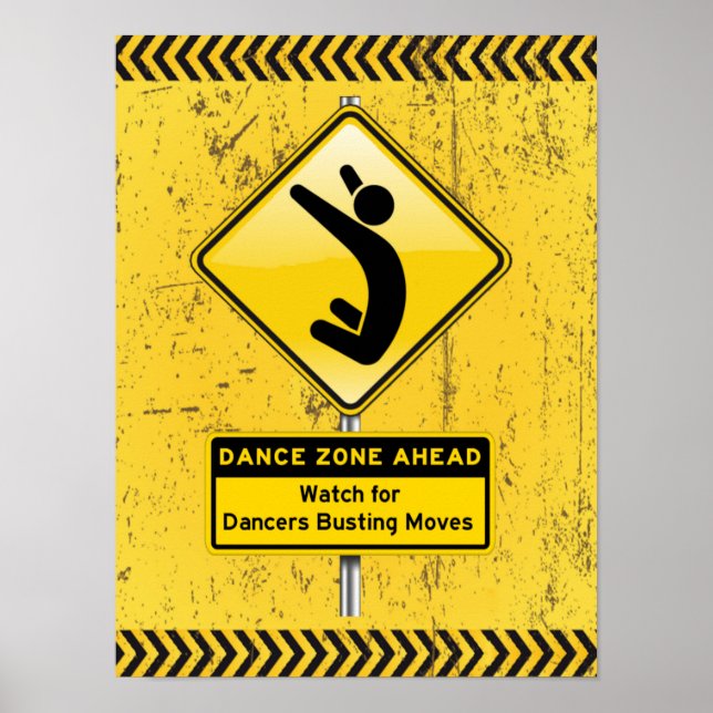 Póster Dance Zone Ahead para Dançarinos Comprando Movimen (Frente)