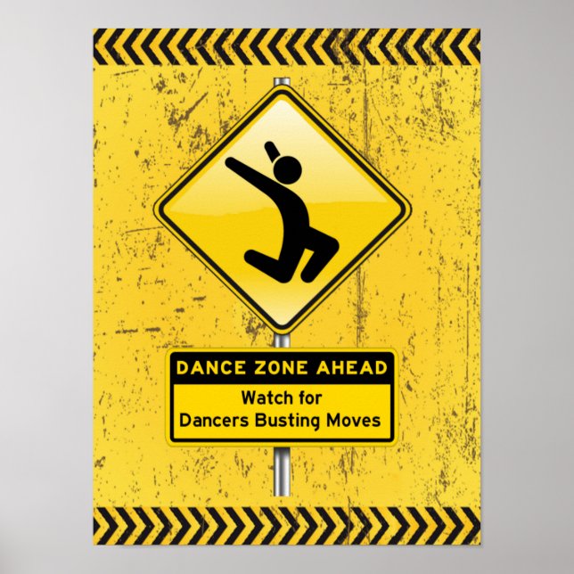 Póster Dance Zone Ahead para Dançarinos Comprando Movimen (Frente)