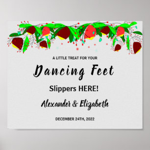 Poster Dancing Feet Flip Flops Flowers Wedding Sign