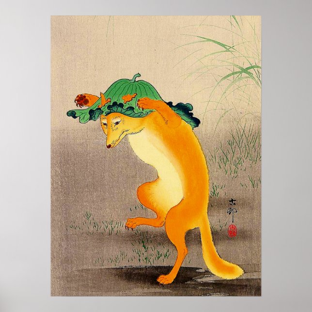 Poster Dancing Fox Ohara Koson 1910 (Frente)