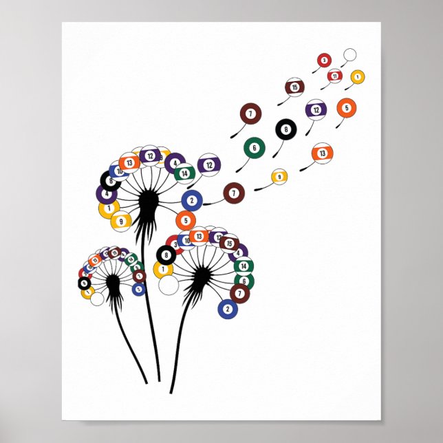 Poster Dandelion Billiard Shirt Billiard Player Womens Bi (Frente)