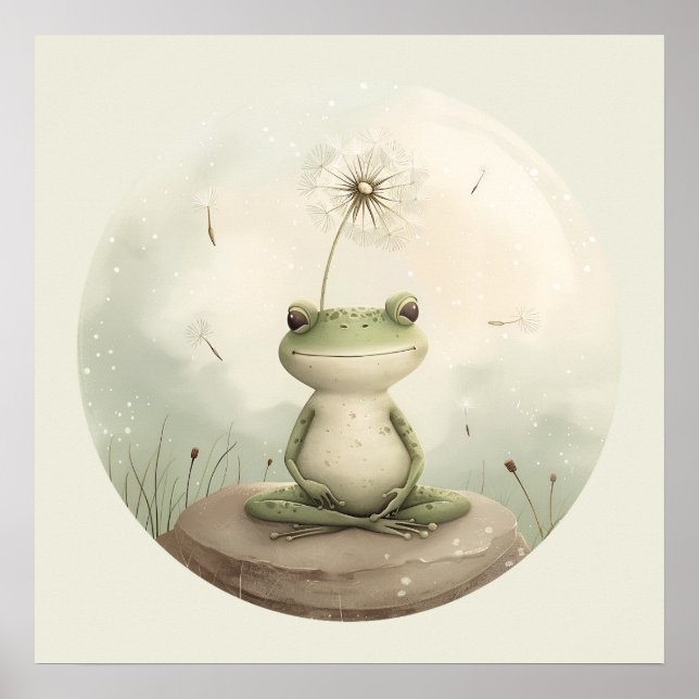 Poster dandelion de meditação de sapos (Frente)