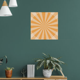 Poster Dandelion, Espiral Laranja, Arte Abstrata Boho