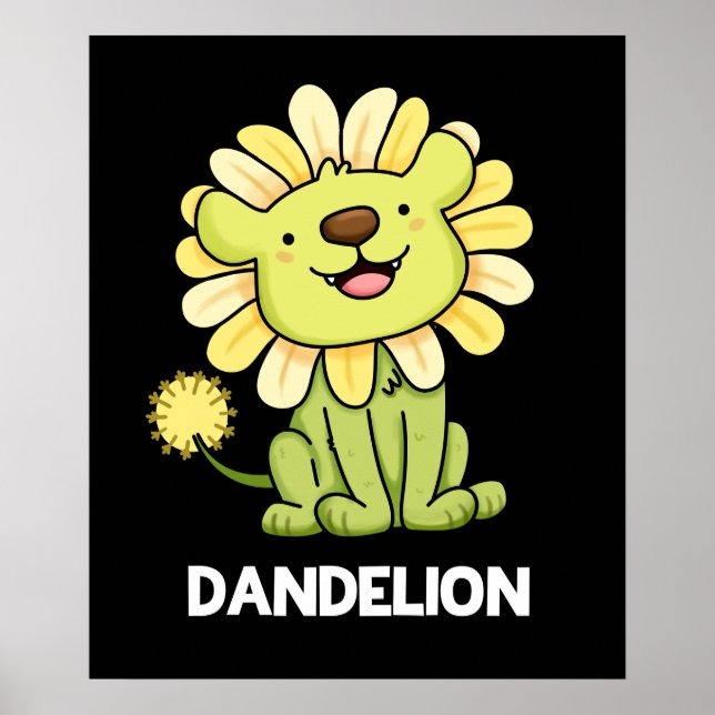 Poster Dandelion Funny Lion Pun Dark BG (Frente)