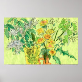 Poster Dandelions Bird Cherry Summer Flowers Arte Floral 