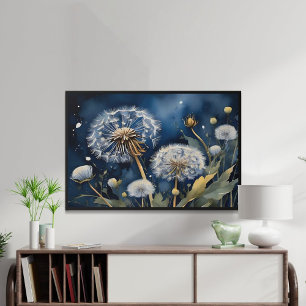 Poster Dandélions espantosos na Arte Nightsky AI
