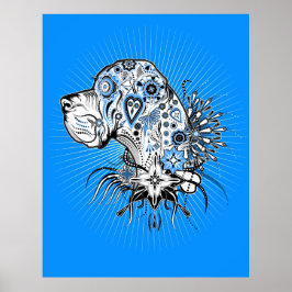 Poster Dane grande sobre azul