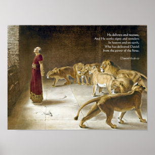 Póster Daniel na escritura da arte da bíblia do antro do