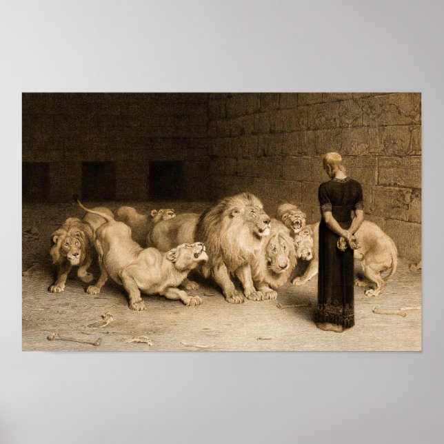 Poster Daniel no Lions Den, 1875 por Briton Riviere (Frente)