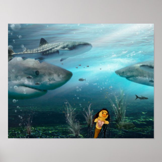Poster Danni, a Sereia e os seus amigos de tubarões Poste (Frente)