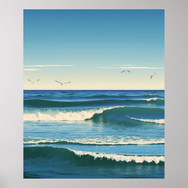 Poster Dansende Golven onder de Hemel (Frente)