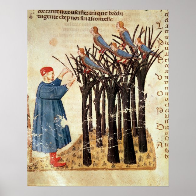 Póster Dante e Almas Transformadas em Pássaros (Frente)