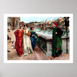 Póster Dante encontra Beatrice na pintura das belas artes