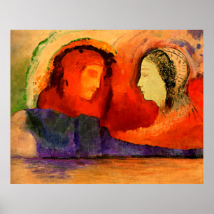 Poster Dante et Beatrice, trabalho de arte de Odilon Redo
