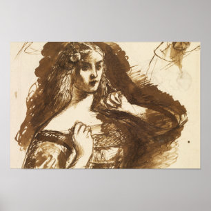 Póster Dante Gabriel Rossetti - Desenho De Meia Distânci